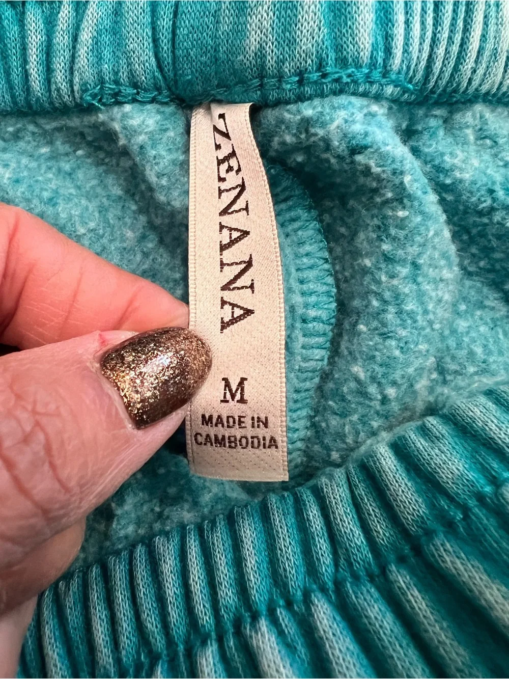 Zenana Acid Wash Hoodie Palazzo Pants Matching Set Teal Medium EUC